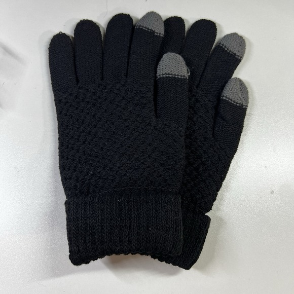 The Unbranded Brand Accessories - Black Cable‎ Knit Touch Screen Winter Gloves – Warm Textured Grip Unisex